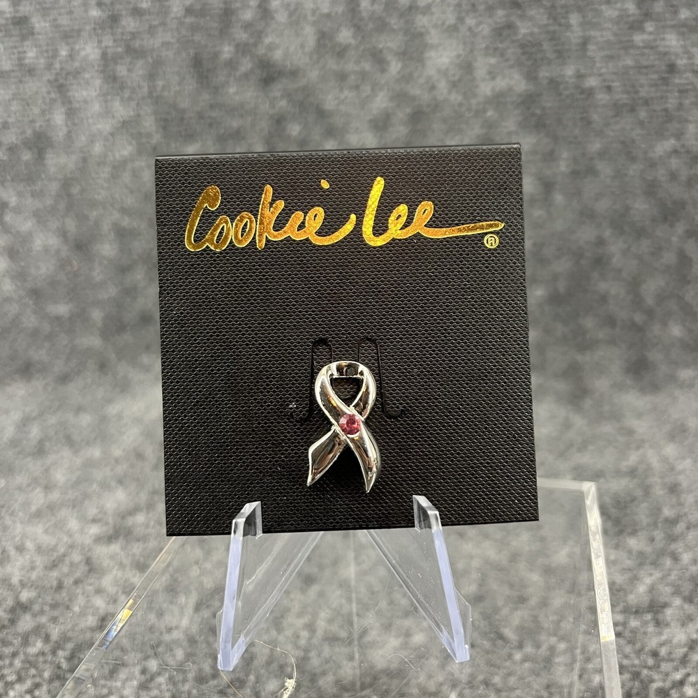 Cookie Lee Breast Cancer Awareness Pin Silver With Pink Crystal New In Package